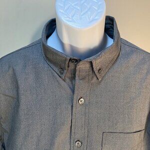 Proof brand Men's solid gray oxford long sleeve shirt XL EUC